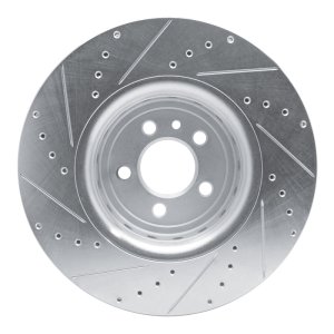 Dodge Charger Brake Rotor (1) - Front Right - R1 Concepts - Drilled & Slotted - Silver - `14-`23